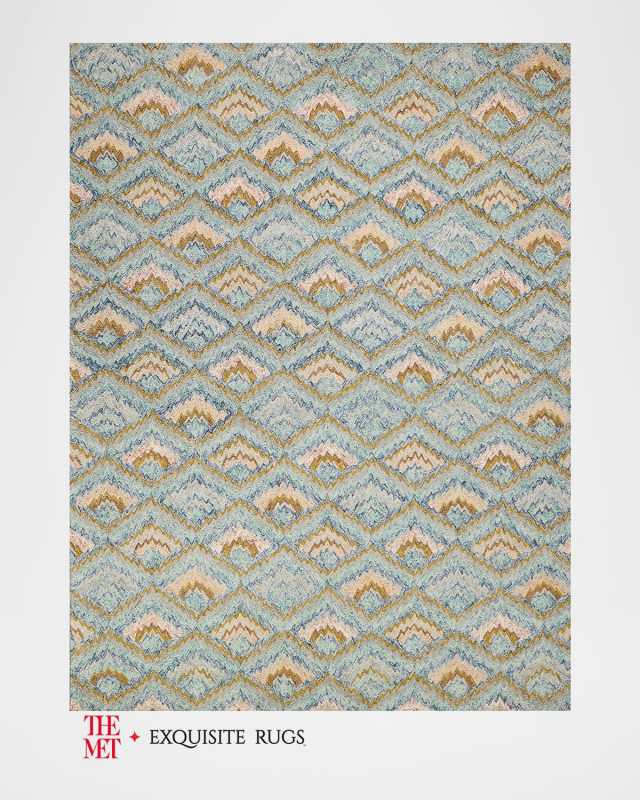 Bargello Hand-Tufted Light Blue Multi Rug, 5' x 8'